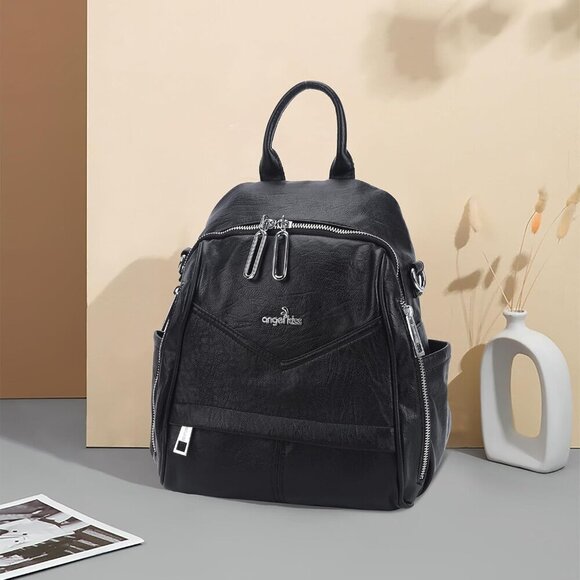 Small Vegan Leather Backpack Purse for Women Compact Convertible Fashion